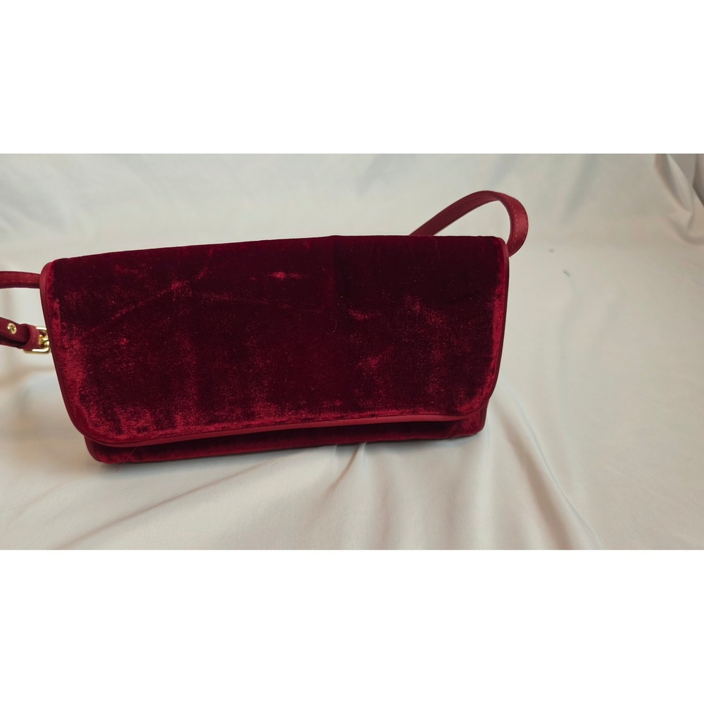 J. Crew Burgundy Velvet Baguette Bag Y2K Shoulder Bag Holiday Evening Purse NWT - Picture 3 of 6